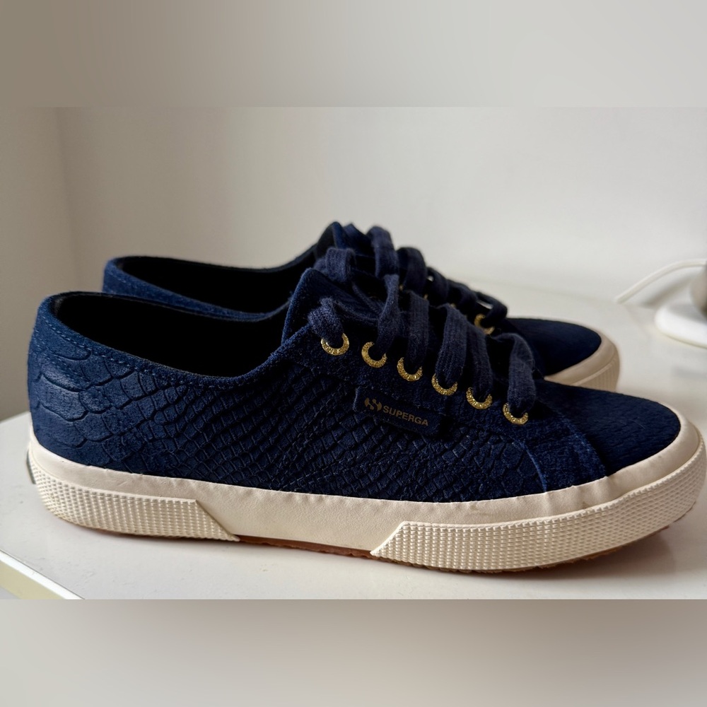 Superga Navy Suede Trainers